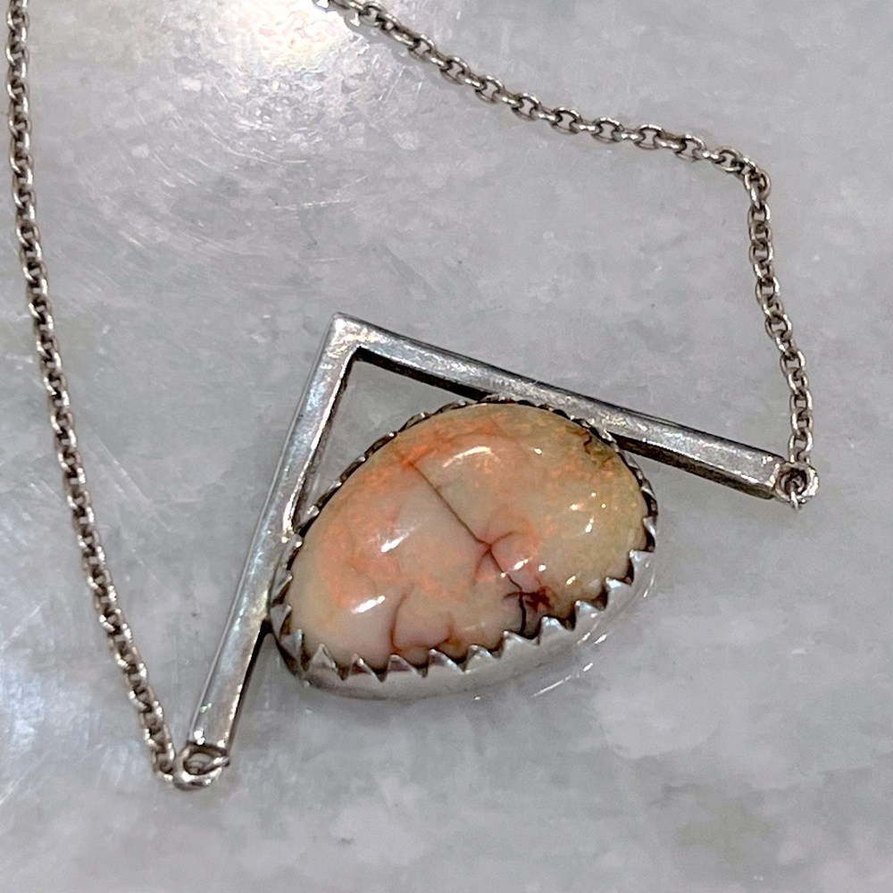 Sterling Silver Opal Abstract Statement Necklace - image 5